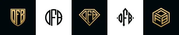 Initial Letters Dfb Logo Designs Bundle Set Included Shield Rounded — Vetor de Stock