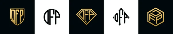 Letras Iniciais Desenhos Logotipo Dfp Pacote Este Conjunto Incluiu Escudo —  Vetores de Stock