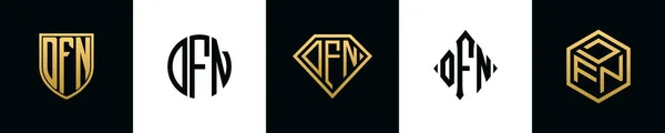 Initiële Letters Dfn Logo Ontwerpen Bundel Deze Set Bevat Shield — Stockvector