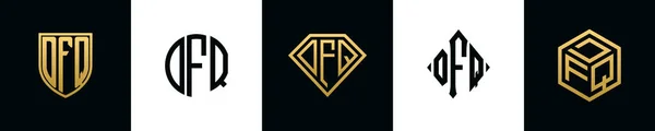 Letras Iniciais Dfq Logotipo Projetos Pacote Este Conjunto Incluiu Escudo —  Vetores de Stock