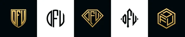 Anfangsbuchstaben Dfu Logo Designs Bundle Dieses Set Beinhaltete Schild Abgerundet — Stockvektor