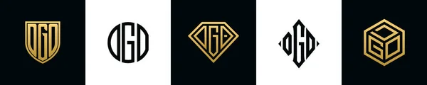 Initial Letters Dgo Logo Designs Bundle Set Included Shield Rounded —  Vetores de Stock