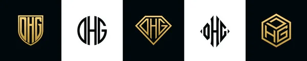 Initial Letters Dhg Logo Designs Bundle Set Included Shield Rounded — Stockvektor
