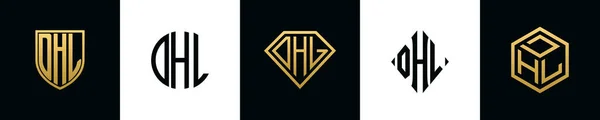 Lettere Iniziali Dhl Logo Disegni Bundle Questo Set Comprendeva Shield — Vettoriale Stock