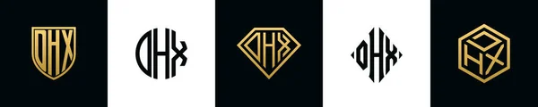 Letras Iniciais Dhx Logo Designs Pacote Este Conjunto Incluiu Escudo — Vetor de Stock