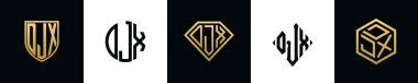 İlk harfler DJX logosu Bundle dizayn eder. Bu set Shield, Rounded, iki Diamond ve Hexgon stili içeriyordu.