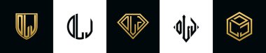 İlk harfler DLJ logosu Bundle dizayn eder. Bu set Shield, Rounded, iki Diamond ve Hexgon stili içeriyordu.