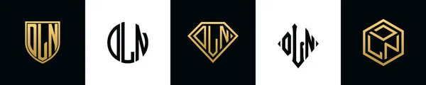 Initiële Letters Dln Logo Ontwerpt Bundel Deze Set Bevat Shield — Stockvector