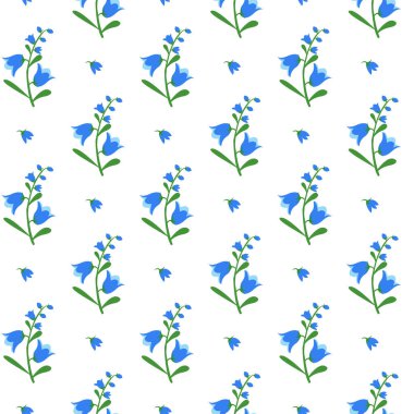 BlueBell çiçeği ve yaprak Kusursuz Desen Tasarımı
