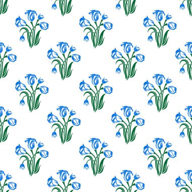 BlueBell Çiçeği Kusursuz Desen Tasarımı