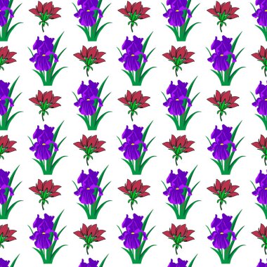Kasımpatı & Iris Çiçeği Karışık Kusursuz Desen Tasarımı