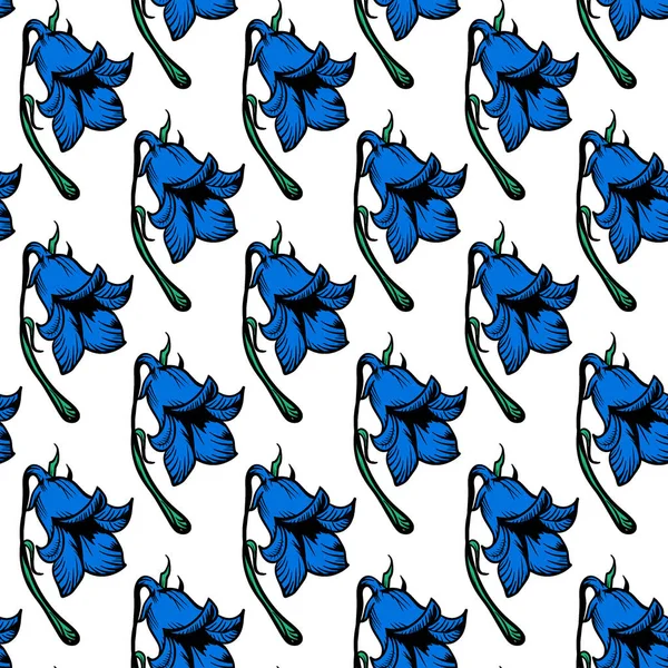 Bluebell Blume Nahtloses Muster Design — Stockvektor