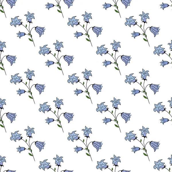 Bluebell Flor Sin Costura Patrón Diseño — Vector de stock