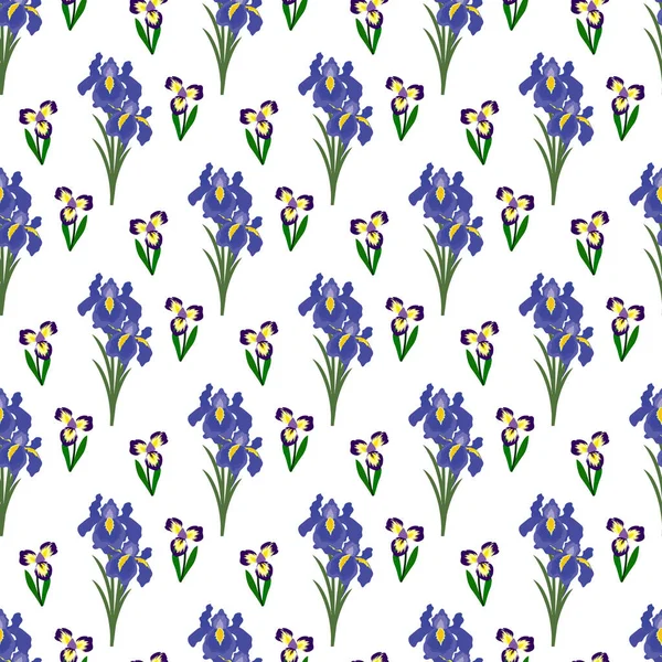 Iris Fleur Feuille Design Motif Sans Couture — Image vectorielle