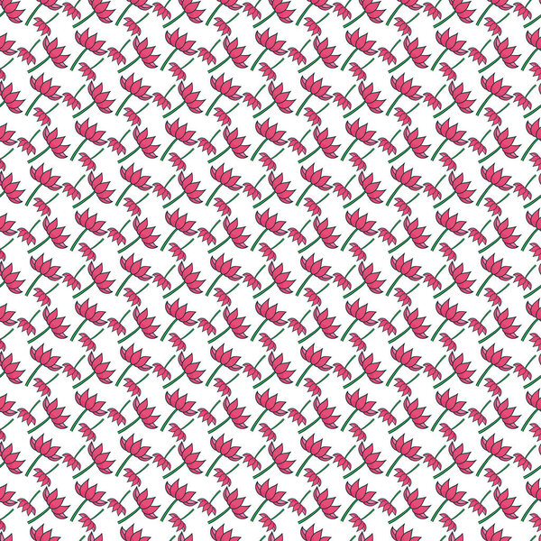 Red lotus flower Seamless Pattern Design with white background