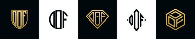 İlk harfler DOF logosu demet dizayn eder. Bu set Shield, Rounded, iki Diamond ve Hexgon stili içeriyordu.