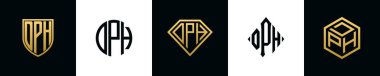 İlk harfler DPH logosu Bundle dizayn eder. Bu set Shield, Rounded, iki Diamond ve Hexgon stili içeriyordu.