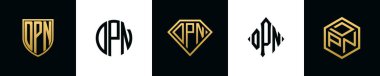 İlk harfler DPN logosu Bundle dizayn eder. Bu set Shield, Rounded, iki Diamond ve Hexgon stili içeriyordu.