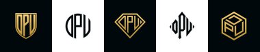 Baş harfler DPU logosu Bundle dizayn eder. Bu set Shield, Rounded, iki Diamond ve Hexgon stili içeriyordu.