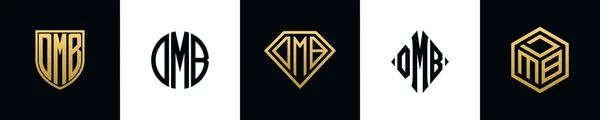 最初的字母Dmb标志设计Bundle 这一套包括盾牌 四舍五入 两个钻石和六角形 — 图库矢量图片