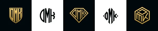 Initiële Letters Dmk Logo Ontwerpt Bundel Deze Set Bevat Shield — Stockvector
