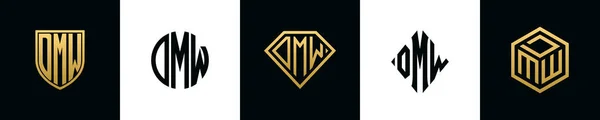 Начальные Буквы Dmw Дизайн Логотипа Пакет Комплект Вошли Shield Rochester — стоковый вектор