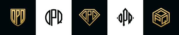 Начальные Буквы Dpq Логотип Разрабатывает Пакет Комплект Вошли Shield Rochester — стоковый вектор
