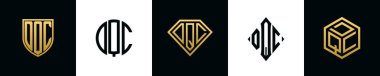 İlk harfler DQC logosu Bundle dizayn eder. Bu set Shield, Rounded, iki Diamond ve Hexgon stili içeriyordu.