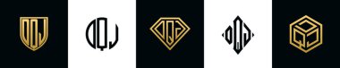 İlk harfler DQJ logosu Bundle tasarlıyor. Bu set Shield, Rounded, iki Diamond ve Hexgon stili içeriyordu.