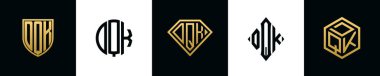 İlk harfler DQK logosu Bundle dizayn ediyor. Bu set Shield, Rounded, iki Diamond ve Hexgon stili içeriyordu.