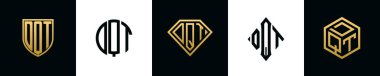 İlk harfler DQT logosu Bundle dizayn eder. Bu set Shield, Rounded, iki Diamond ve Hexgon stili içeriyordu.