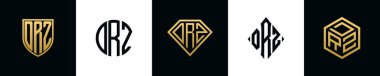 İlk harfler DRZ logosu Bundle dizayn eder. Bu set Shield, Rounded, iki Diamond ve Hexgon stili içeriyordu.