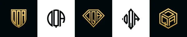 Letras Iniciales Dqa Logo Designs Bundle Este Set Incluía Escudo — Archivo Imágenes Vectoriales