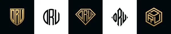 Initial Letters Dru Logo Designs Bundle Set Included Shield Rounded —  Vetores de Stock