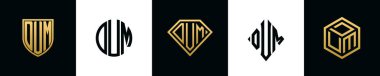 İlk harfler DUM logosu Bundle dizayn ediyor. Bu set Shield, Rounded, iki Diamond ve Hexgon stili içeriyordu.