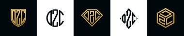 İlk harfler DZC logosu Bundle dizayn eder. Bu set Shield, Rounded, iki Diamond ve Hexgon stili içeriyordu.