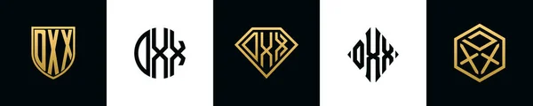 Initial Letters Dxx Logo Designs Bundle Set Included Shield Rounded — Vetor de Stock