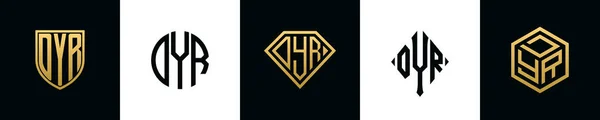 Harfler Dyr Logosu Bundle Dizayn Eder Set Shield Rounded Iki — Stok Vektör