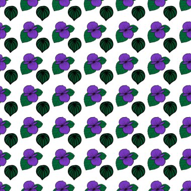 Beyaz arkaplanlı begonya çiçeği ve yaprağı Kusursuz Desen Tasarımı