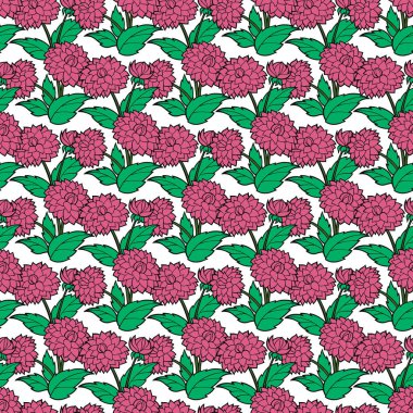 Beyaz arkaplanda Dahlia çiçek ve şubesi Kusursuz Desen Tasarımı