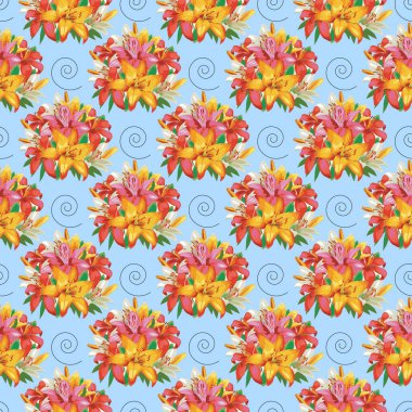 Lily çiçek buketi Kusursuz Desen Tasarımı