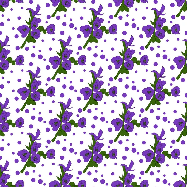 Begonia Flower Polka Seamless Pattern Design — Vetor de Stock