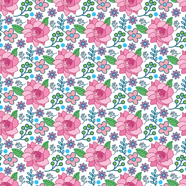Camellia Flower Flower Doddle Dot Seamless Pattern Design — Vector de stock