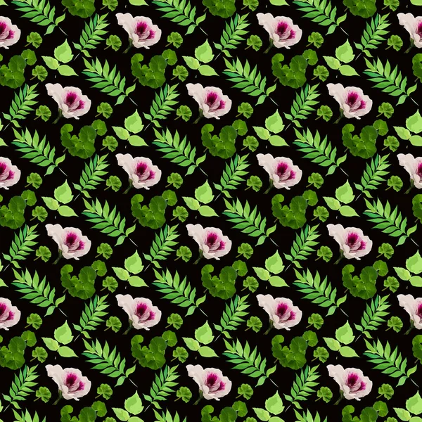 Geranium Flower Leaf Seamless Pattern Design — Stockový vektor