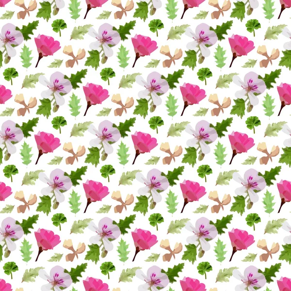 Geranium Flower Leaf Seamless Pattern Design — стоковый вектор