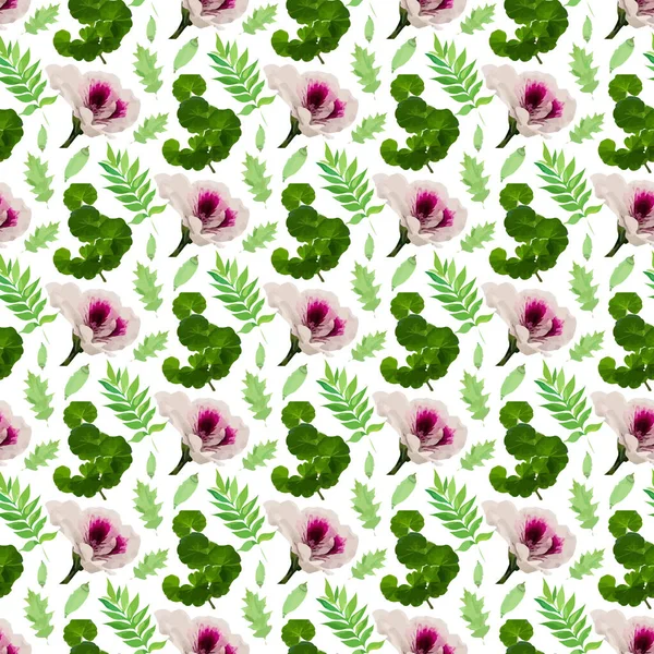 Geranium Flower Leaf Seamless Pattern Design — Vector de stock
