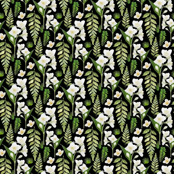 Jasmine Flower Bud Watercolor Seamless Pattern Design — Image vectorielle