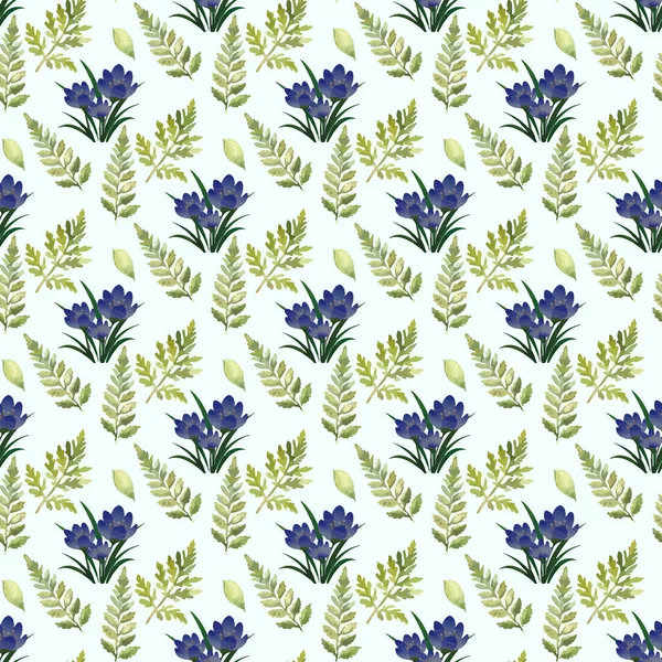 Snowdrop Flower Leaf Seamless Pattern Design — Stockvektor