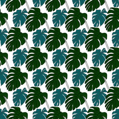 tropical monstera on white background Seamless Pattern Design