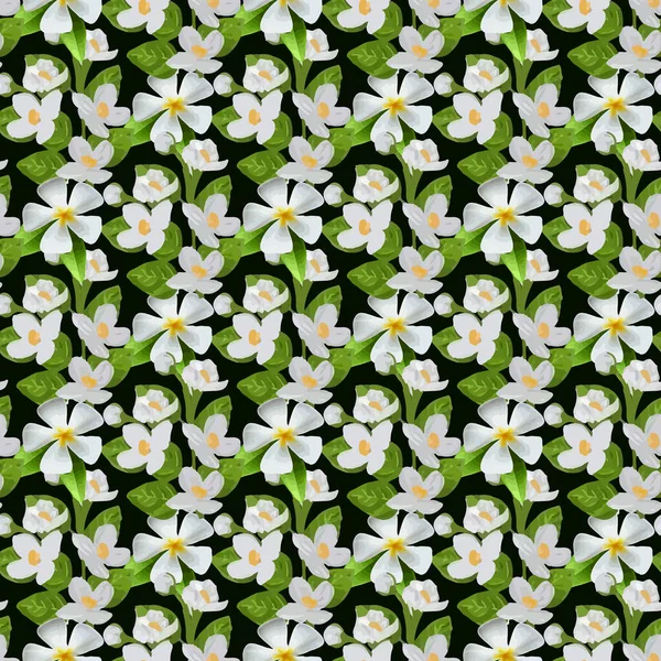 Jasmine Flower Branch Leaf Seamless Pattern Design — Stockvektor